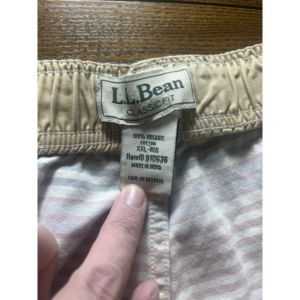 LL Bean Swim Trunks Mens 2XL Red White Blue Striped Pocket Stretchy